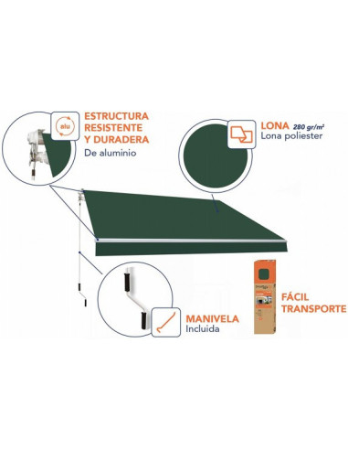 Toldo Smartsun Poliéster 4x2,5m Verde