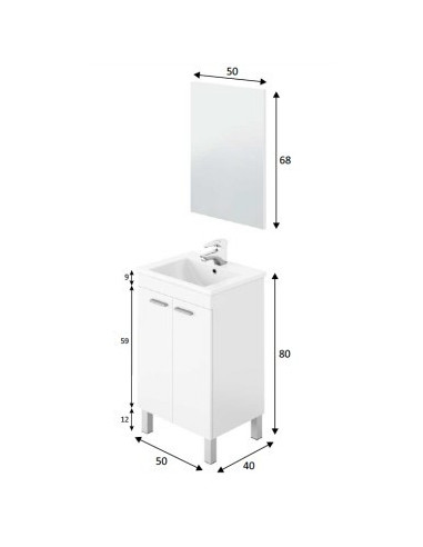 Conjunto Koncept 50cm Blanco + Lavabo