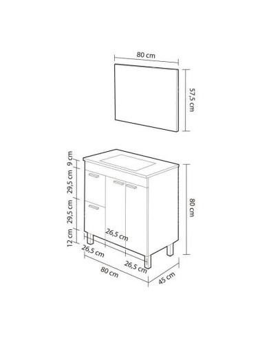 Conjunto Aktiva 80cm Blanco + Lavabo
