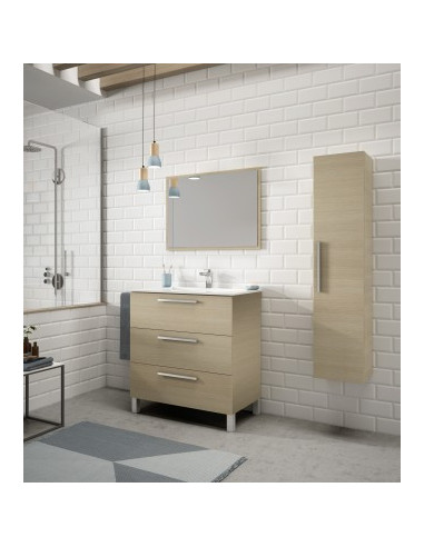 Conjunto Athena 80Cm Roble + Lavabo