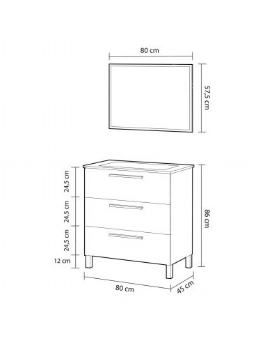 Conjunto Athena 80Cm Roble + Lavabo