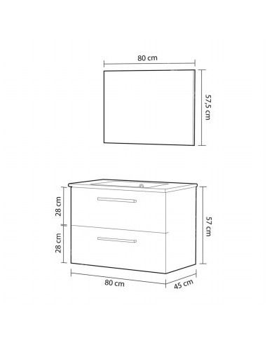 Conjunto Aruba 80Cm Blanco Brillo +...