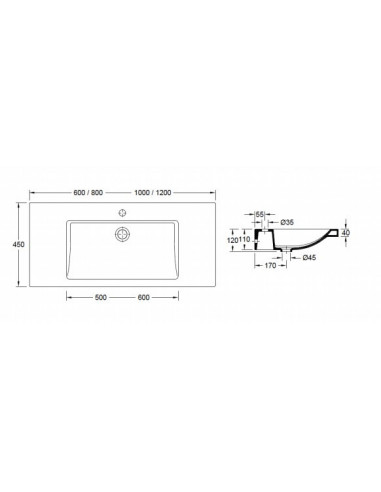 Lavabo Serie One 80X45Cm