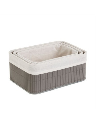 3 cestas bambú gris 35 X 25 X 15 cm