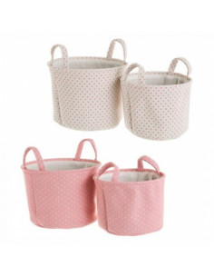 2 cestas tela rosa 32 X 32...