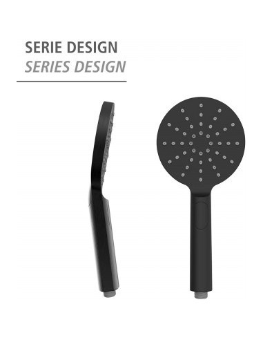 Mango ducha Design Negro 12cm 3...